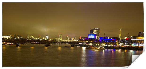 London Skyline Night Print by David French