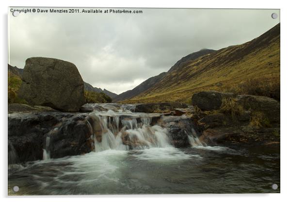 Scottish Mountain River Acrylic by Dave Menzies