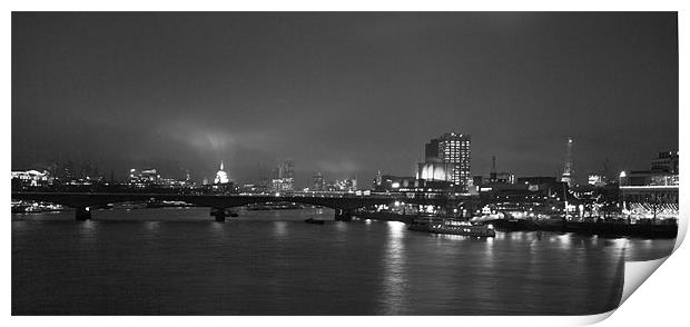 London Skyline Night Print by David French