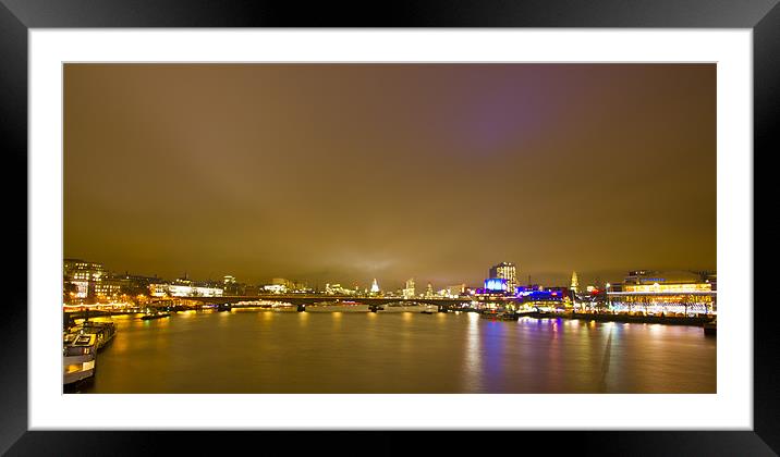 London Skyline Night Framed Mounted Print by David French