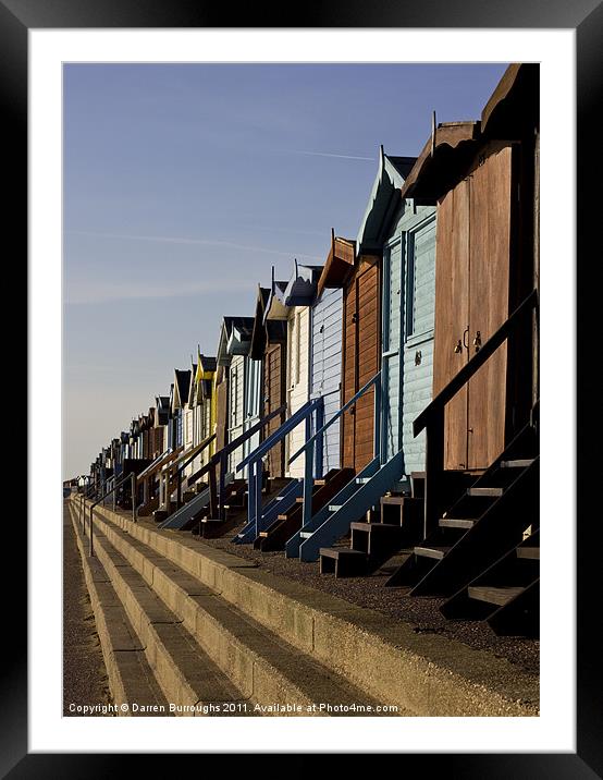 Frinton on Sea Beach Huts Framed Mounted Print by Darren Burroughs