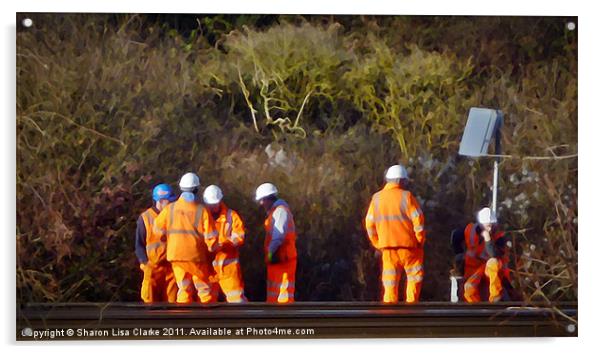 Men at work Acrylic by Sharon Lisa Clarke