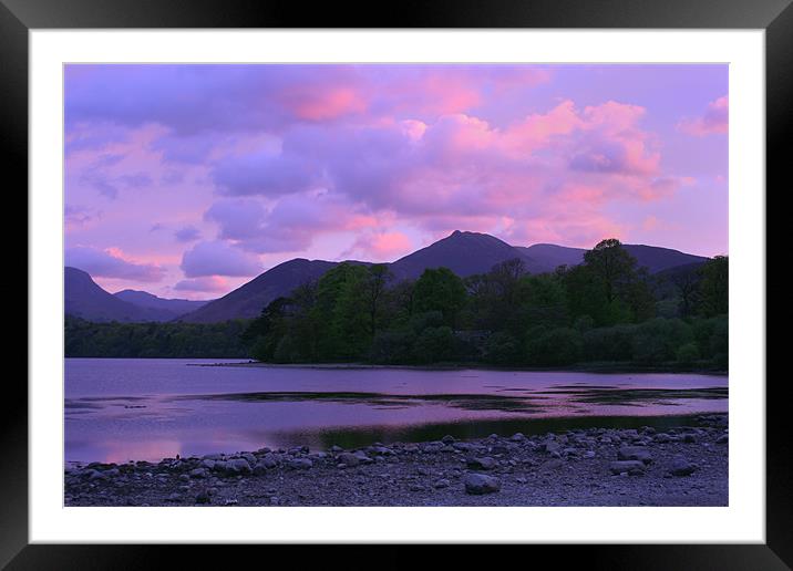 Dusk On Derwentwater Framed Mounted Print by peter thomas