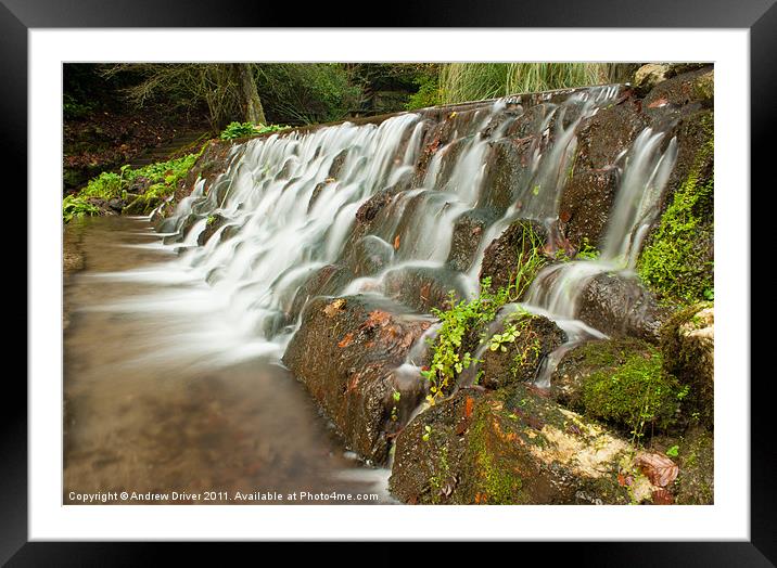 Waterfall in Treverno Gardens Framed Mounted Print by Andrew Driver
