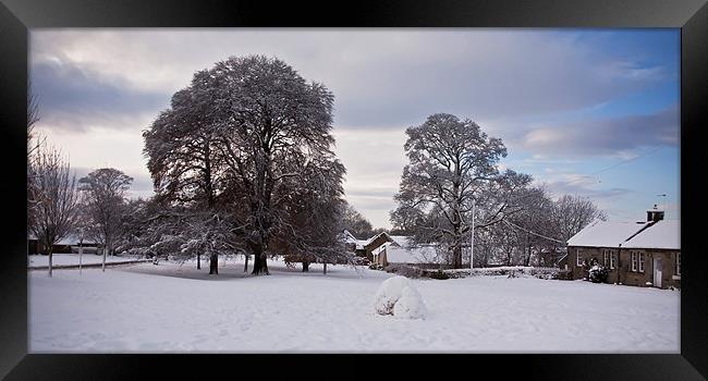 Snow on the Village Green Framed Print by Tom Gomez