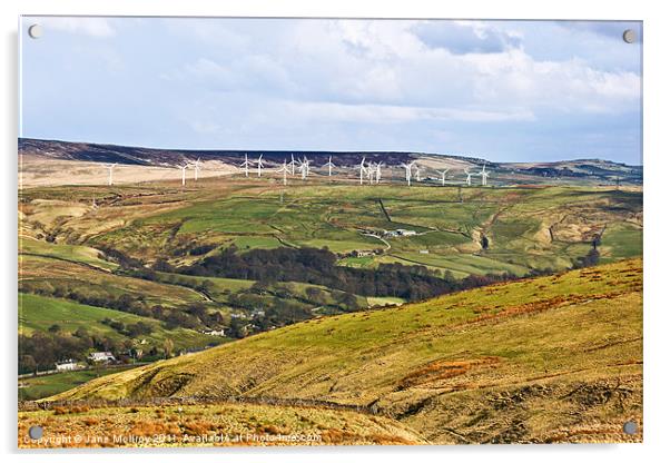 Pennine Wind Farm, Lancashire, England Acrylic by Jane McIlroy