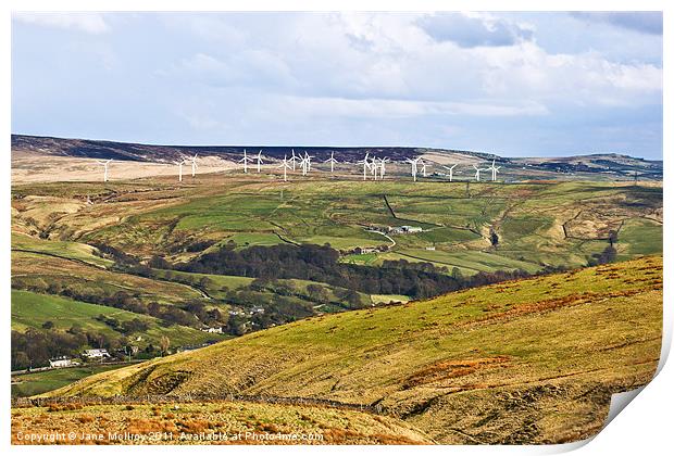 Pennine Wind Farm, Lancashire, England Print by Jane McIlroy
