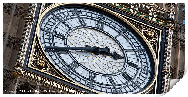 Big Ben Clock Face Print by Mark Findlater