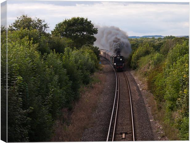 34067 Tangmere approaching West Stafford Canvas Print by Paul Brewer