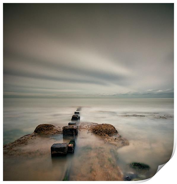 Posts into the Sea Print by mark Worsfold