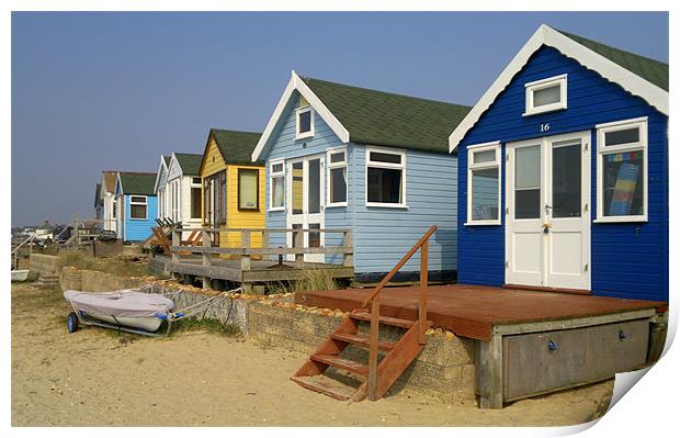 Beach Huts Print by Jane Chivers