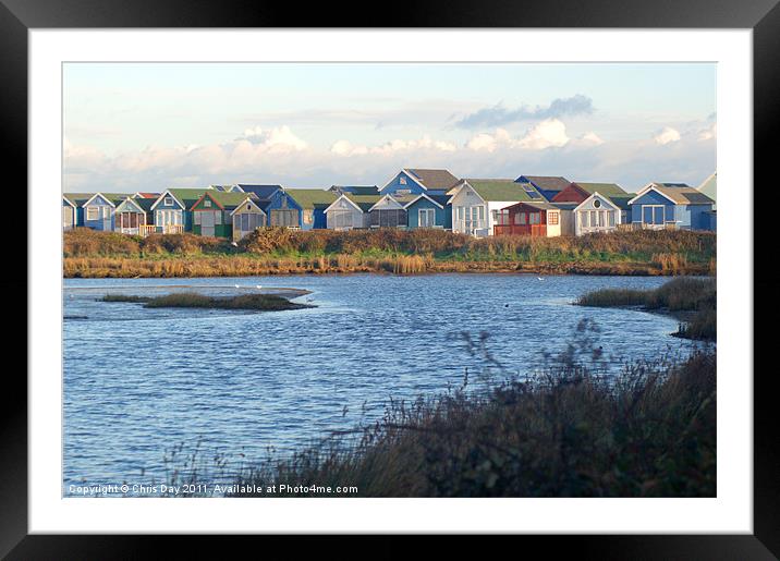 Colourful Beach Huts on the South Coast Framed Mounted Print by Chris Day