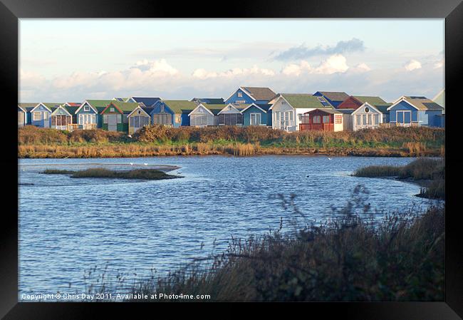 Colourful Beach Huts on the South Coast Framed Print by Chris Day