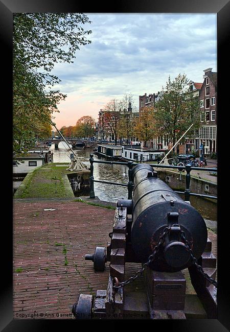 Amsterdam Cannon Framed Print by Ann Garrett