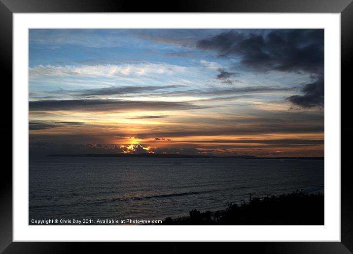 Sunset over Poole Bay Framed Mounted Print by Chris Day