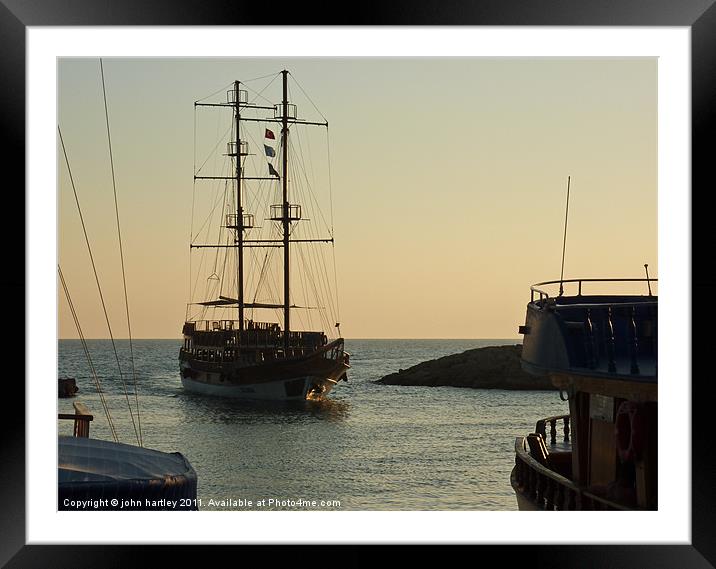 Sailing Ship returning to Harbour Side Turkey Framed Mounted Print by john hartley