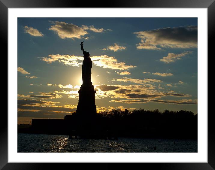 Statue of Liberty Silhouette Framed Mounted Print by Luke Newman
