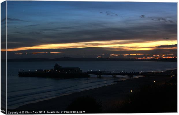 Sunset over Poole Bay Canvas Print by Chris Day