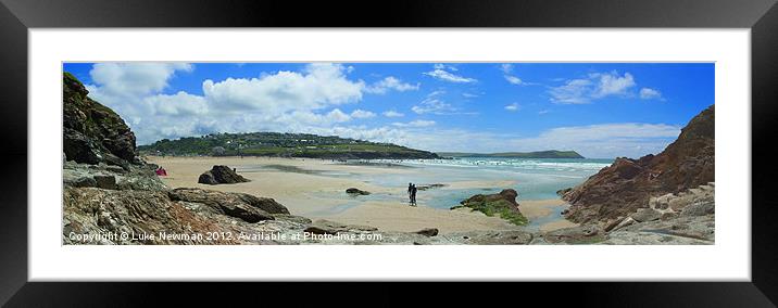 Polzeath Beach Panorama Cornwall Framed Mounted Print by Luke Newman