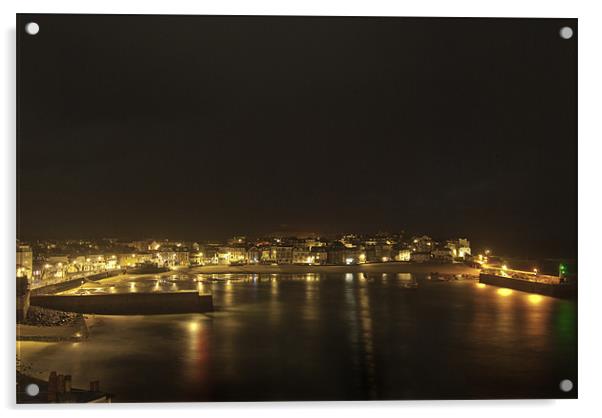 St Ives By Night Acrylic by Kieran Brimson
