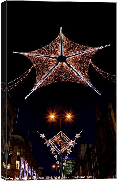 Christmas lights in London close Canvas Print by Jasna Buncic