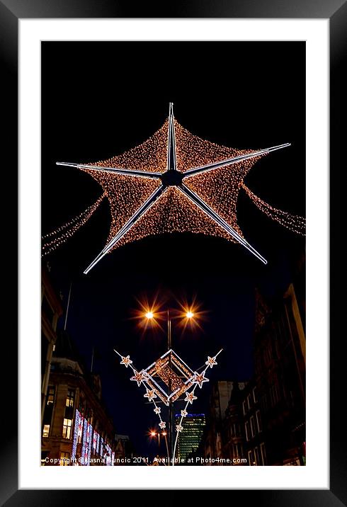Christmas lights in London close Framed Mounted Print by Jasna Buncic
