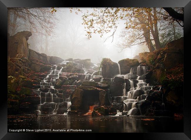 Virginia Water Cascades Framed Print by Steve Liptrot