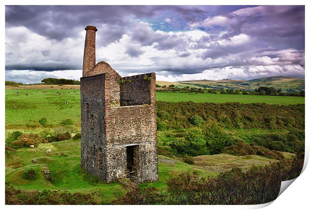 Wheal Betsy Engine House Print by kevin wise