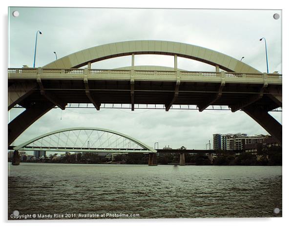 Bridges across the Brisbane River Acrylic by Mandy Rice