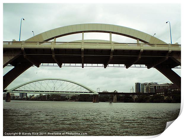 Bridges across the Brisbane River Print by Mandy Rice