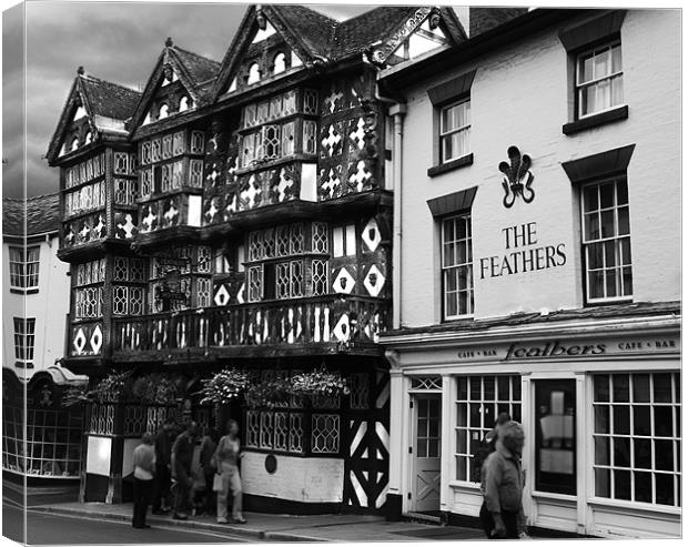 The Feathers hotel Ludlow Canvas Print by Peter Elliott 