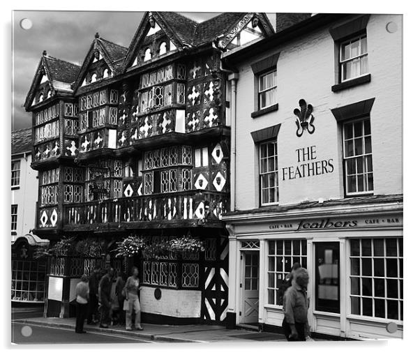 The Feathers hotel Ludlow Acrylic by Peter Elliott 