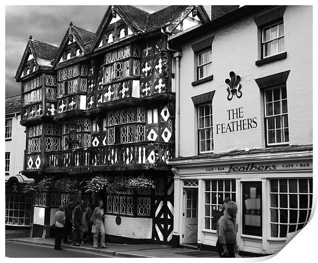 The Feathers hotel Ludlow Print by Peter Elliott 