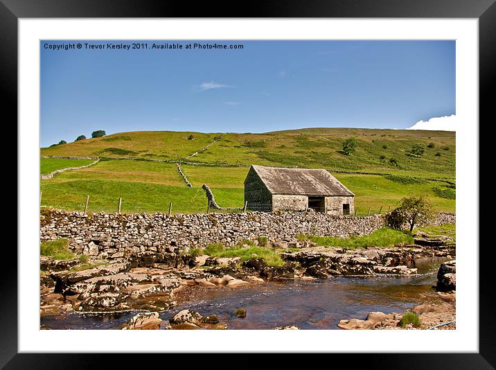 Dales Barn - River Wharfe Framed Mounted Print by Trevor Kersley RIP