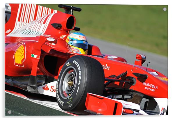 Fernando Alonso - Ferrari F1 Acrylic by SEAN RAMSELL