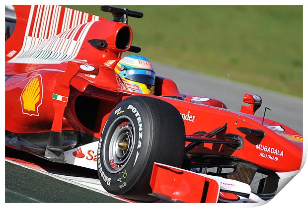 Fernando Alonso - Ferrari F1 Print by SEAN RAMSELL