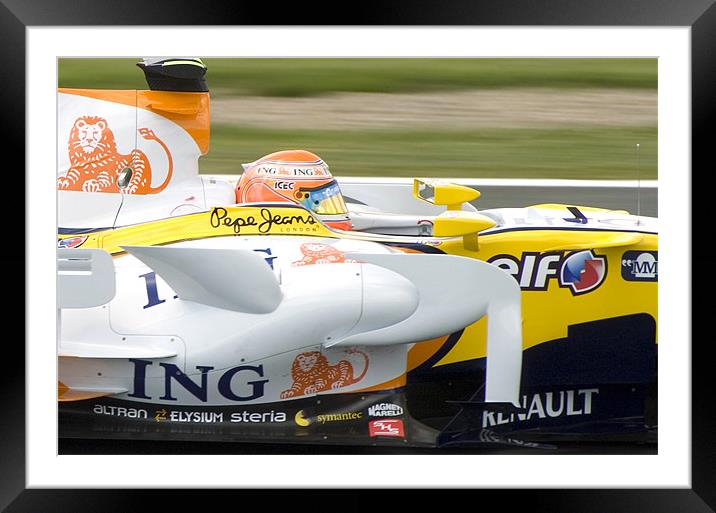 Nelson Piquet Jr - ING Renault F1 Framed Mounted Print by SEAN RAMSELL
