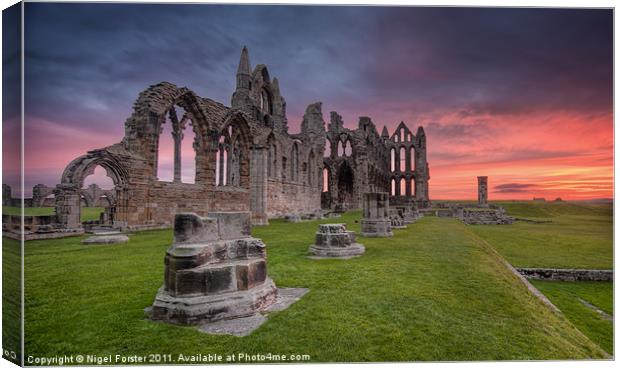 Whitby Abbey Sunrise Canvas Print by Creative Photography Wales