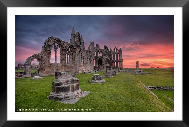 Whitby Abbey Sunrise Framed Mounted Print by Creative Photography Wales