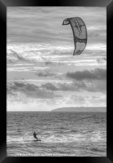 Kite Surfer Framed Print by Chris Day