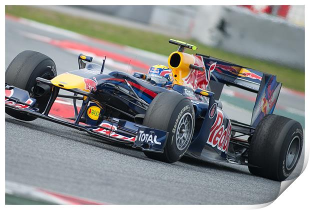 Mark Webber - Redbull F1 2010 Print by SEAN RAMSELL