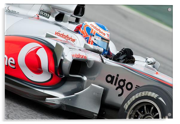 Jenson Button - McLaren F1 2010 Acrylic by SEAN RAMSELL