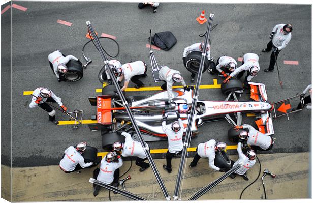 Jenson Button Pitstop 2010 Canvas Print by SEAN RAMSELL
