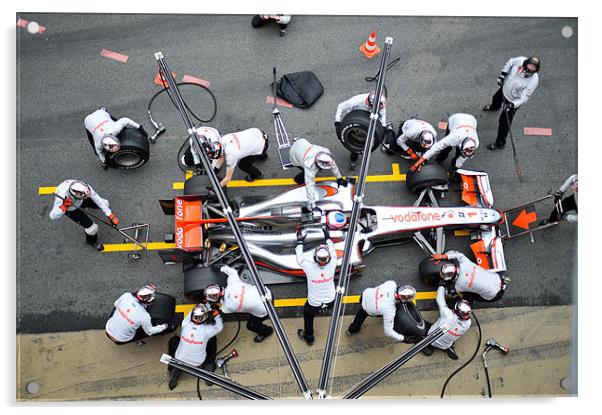 Jenson Button Pitstop 2010 Acrylic by SEAN RAMSELL