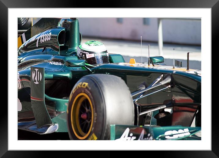 Heikki Kovalainen - Lotus Racing 2011 Framed Mounted Print by SEAN RAMSELL
