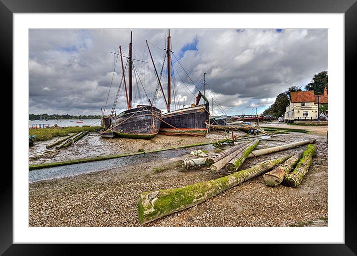 Traditional boats at Pin Mill Framed Mounted Print by Gary Eason