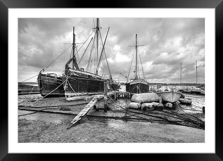 Boats on the hard Pin Mill Framed Mounted Print by Gary Eason