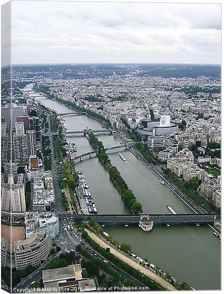 River Seine from Eiffel Tower Canvas Print by Mandy Rice