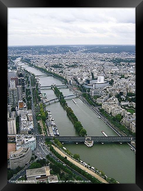 River Seine from Eiffel Tower Framed Print by Mandy Rice
