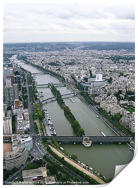River Seine from Eiffel Tower Print by Mandy Rice